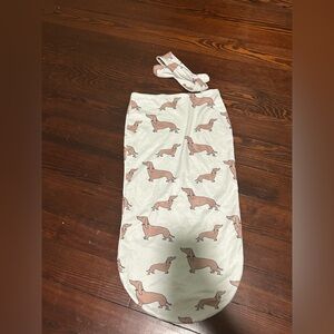 Dachshund Print Swaddle Blanket and Bow